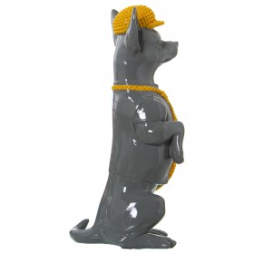 Statua Decorativa Alexandra House Living Giallo Grigio Plastica Cane Cravatta 12 x 16 x 30 cm