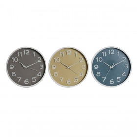 Orologio da Parete Home ESPRIT Azzurro Bianco Rosa Senape PVC 30 x 4 x 30 cm (3 Unità)