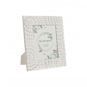 Cornice Portafoto Home ESPRIT Bianco Cristallo Legno MDF 37 x 1,5 x 37 cm