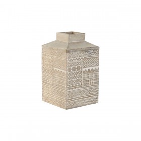 Vaso Home ESPRIT Bianco Naturale Legno di mango Coloniale 18 x 18 x 30,5 cm