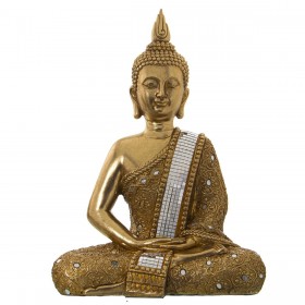Statua Decorativa Alexandra House Living Dorato Plastica Buddha 18 x 30 x 40 cm