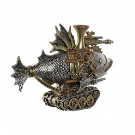 Statua Decorativa Home ESPRIT Grigio Multicolore Pesce 31,5 x 9 x 22 cm