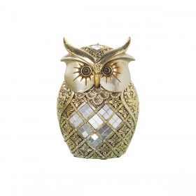 Statua Decorativa Alexandra House Living Dorato Acrilico Plastica Melammina Gufo 10 x 7 x 15 cm