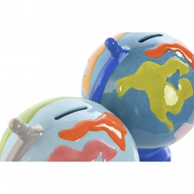 Salvadanaio Home ESPRIT Dolomite Mappamondo 14,5 x 13,5 x 19 cm (2 Unità)