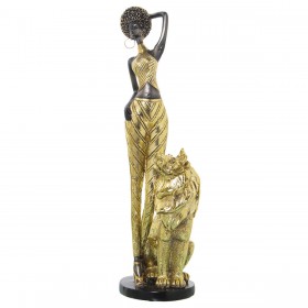 Statua Decorativa Alexandra House Living Dorato Plastica Leone Africana 13 x 17 x 38 cm