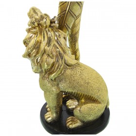 Statua Decorativa Alexandra House Living Dorato Plastica Leone Africana 13 x 17 x 38 cm