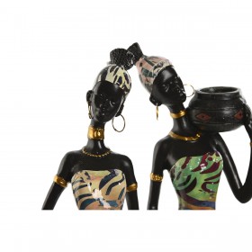 Statua Decorativa Home ESPRIT Multicolore Africana 10 x 7,5 x 38,5 cm (2 Unità)