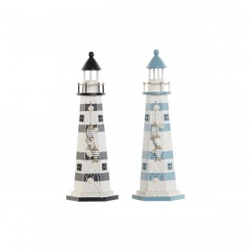 Decorazione luminosa Home ESPRIT Legno Marinaio Faro 14 x 14 x 40 cm (2 Unità)
