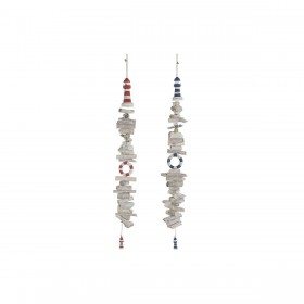 Decorazione pensile Home ESPRIT Azzurro Bianco Rosso Faro 12 x 4 x 100 cm (2 Unità)