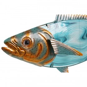 Decorazione da Parete Home ESPRIT Azzurro Multicolore Dorato Pesce Mediterraneo 70 x 4,5 x 25,5 cm (2 Unità)