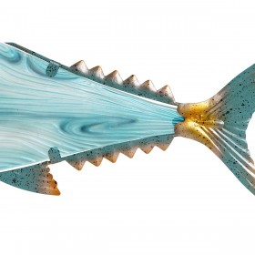 Decorazione da Parete Home ESPRIT Azzurro Multicolore Dorato Pesce Mediterraneo 70 x 4,5 x 25,5 cm (2 Unità)