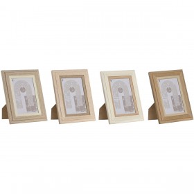 Cornice Portafoto Home ESPRIT Multicolore Cristallo Legno MDF Scandinavo 13 x 2,8 x 18 cm (4 Unità)
