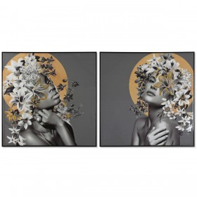 Quadro Home ESPRIT Fiori Moderno 100 x 3,5 x 100 cm (2 Unità)