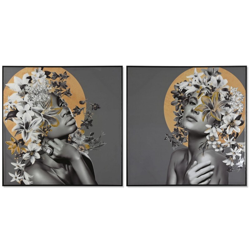 Quadro Home ESPRIT Fiori Moderno 100 x 3,5 x 100 cm (2 Unità)