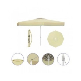 Marbueno Ombrellone Alluminio 8 Stecche D270 cm Poliestere Bianco Giardino, Piscina e Terrazza 10182