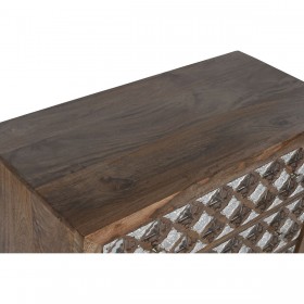 Cassettiera Home ESPRIT Marrone Nero Argentato Legno di mango Specchio Indiano 80 x 38 x 80 cm