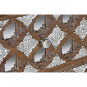 Cassettiera Home ESPRIT Marrone Nero Argentato Legno di mango Specchio Indiano 80 x 38 x 80 cm