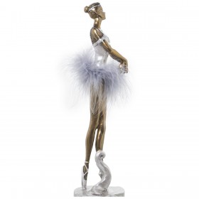 Statua Decorativa Alexandra House Living Bianco Argentato Acrilico Plastica Melammina Ballerina