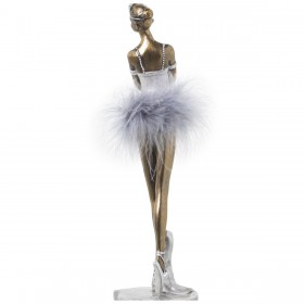 Statua Decorativa Alexandra House Living Bianco Argentato Acrilico Plastica Melammina Ballerina