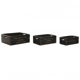 Scatole per conservare Home ESPRIT Cox Apples 1830 Nero Legno di abete 40 x 30 x 15 cm 3 Pezzi