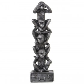 Statua Decorativa Alexandra House Living Argentato Acrilico Plastica Melammina Scimmia 9 x 6 x 29 cm