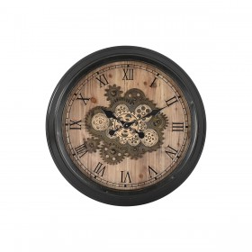 Orologio da Parete Home ESPRIT Nero Dorato Naturale Cristallo Ferro Vintage 67 x 9 x 67 cm
