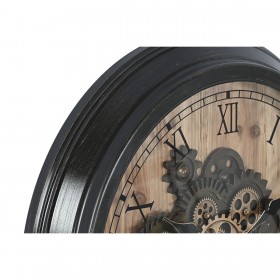 Orologio da Parete Home ESPRIT Nero Dorato Naturale Cristallo Ferro Vintage 67 x 9 x 67 cm