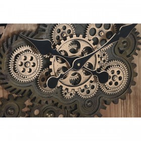 Orologio da Parete Home ESPRIT Nero Dorato Naturale Cristallo Ferro Vintage 67 x 9 x 67 cm