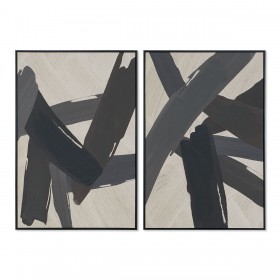 Quadro Home ESPRIT Marrone Nero Beige Astratto Moderno 83 x 4,5 x 123 cm (2 Unità)