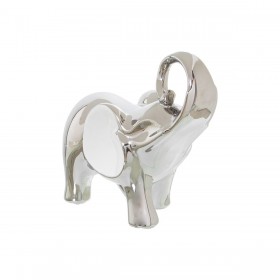 Statua Decorativa Alexandra House Living Bianco Argentato Ceramica Elefante 20 x 9 x 18 cm