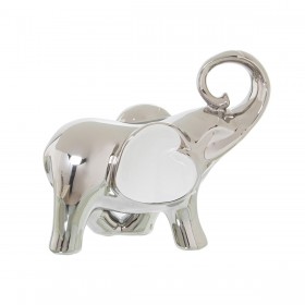 Statua Decorativa Alexandra House Living Bianco Argentato Ceramica Elefante 20 x 9 x 18 cm