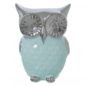 Statua Decorativa Alexandra House Living Verde Argentato Ceramica Gufo 11 x 11 x 18 cm