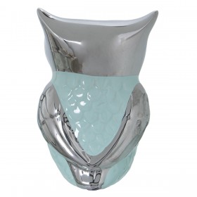 Statua Decorativa Alexandra House Living Verde Argentato Ceramica Gufo 11 x 11 x 18 cm