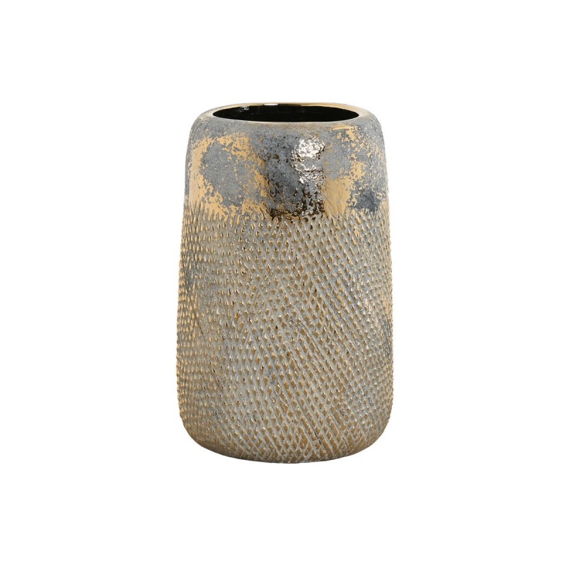 Vaso Home ESPRIT Dorato Bicolore Gres Moderno Finitura invecchiata 17 x 17 x 26 cm