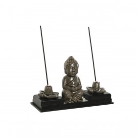 Bruciatore Home ESPRIT Ceramica Legno MDF Buddha 24 x 8 x 14 cm (2 Unità)