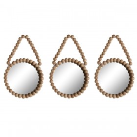 Set di Specchi Home ESPRIT Naturale Scandi 15 x 1 x 24 cm (3 Pezzi)