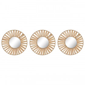 Set di Specchi Home ESPRIT Naturale Scandi 20 x 2 x 20 cm (3 Pezzi)
