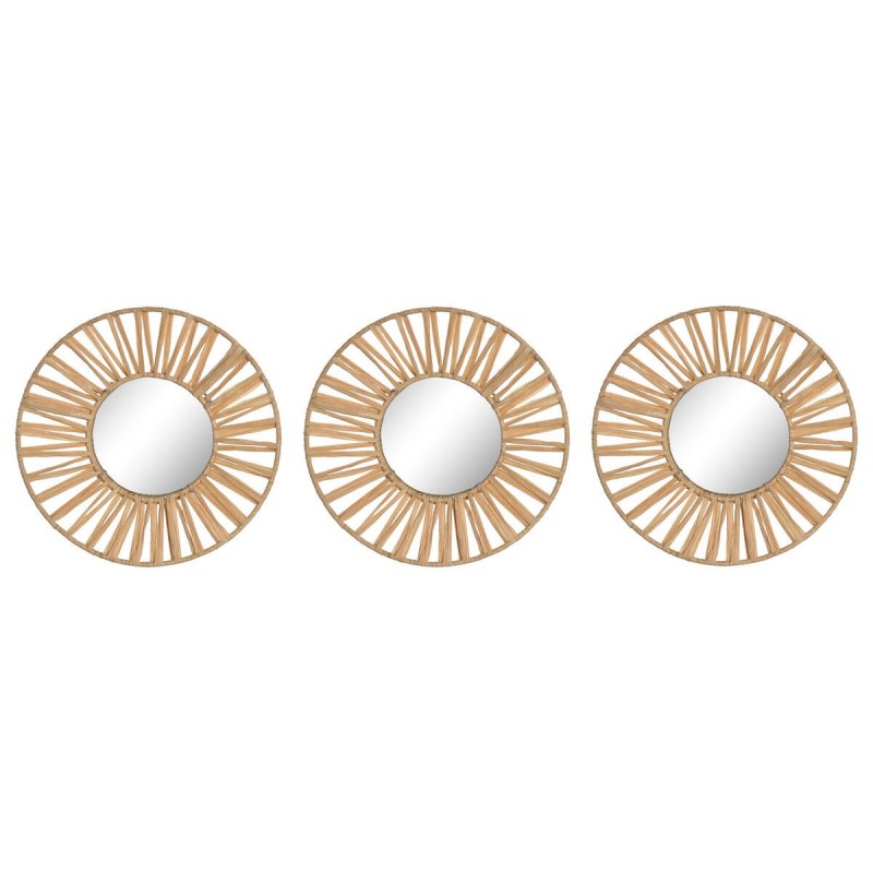 Set di Specchi Home ESPRIT Naturale Scandi 20 x 2 x 20 cm (3 Pezzi)