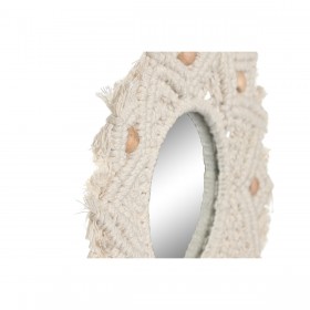 Set di Specchi Home ESPRIT Bianco Boho 20 x 1 x 20 cm (3 Pezzi)