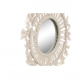 Set di Specchi Home ESPRIT Bianco Boho 20 x 1 x 20 cm (3 Pezzi)