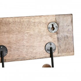 Appendiabiti da parete Home ESPRIT Bianco Nero Naturale Metallo Legno di mango Buddha 38 x 5 x 16 cm