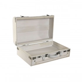 Set di Scatole Decorative Home ESPRIT Bianco Poliestere Legno