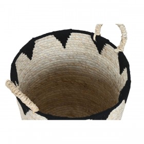 Set di Cestini Home ESPRIT Nero Naturale Fibra naturale Boho 37 x 37 x 43 cm (3 Pezzi)