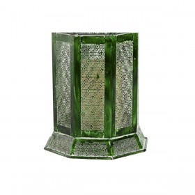 Lanterne Home ESPRIT Verde Metallo Orientale 23 x 23 x 57 cm (2 Pezzi)