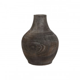 Vaso Home ESPRIT Grigio scuro Legno di paulownia Coloniale Finitura invecchiata 16 x 16 x 24 cm
