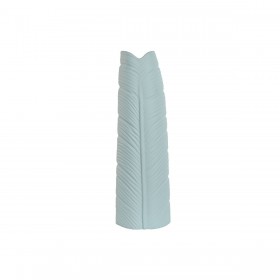 Vaso Home ESPRIT Blu cielo Gres Tropicale Foglia della pianta 22 x 15 x 70 cm