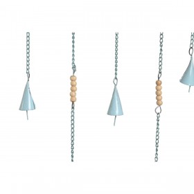 Decorazione pensile Home ESPRIT Azzurro Bianco Grigio Rosa Ferro Orientale Loto Organica (4 Unità)