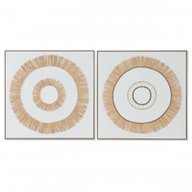 Tela Home ESPRIT Bianco Naturale Boho 92 x 4,5 x 92 cm (2 Unità)