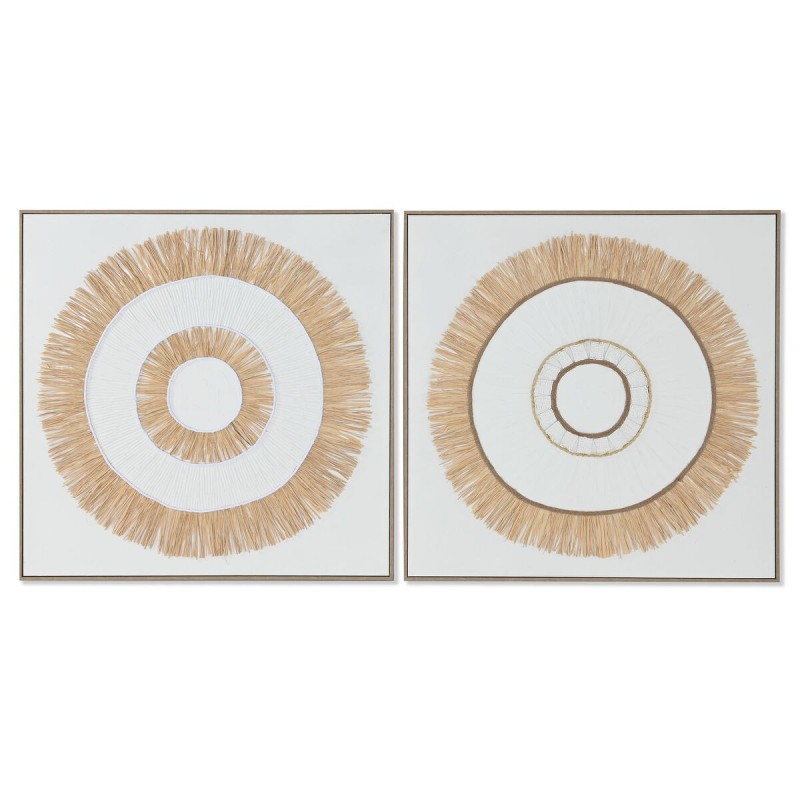Tela Home ESPRIT Bianco Naturale Boho 92 x 4,5 x 92 cm (2 Unità)