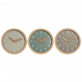 Orologio da Parete Home ESPRIT Marrone Verde Grigio polistirene 30 x 4 x 30 cm (3 Unità)
